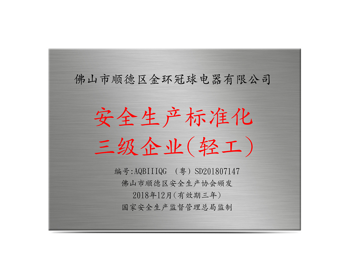 安全生產(chǎn)標(biāo)準(zhǔn)化三級(jí)企業(yè)(輕工)